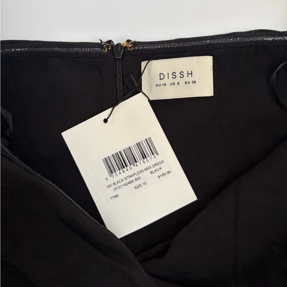 NWT DISSH Kai Strapless Midi Tube Dress Black Column Size 6 - Picture 8 of 15